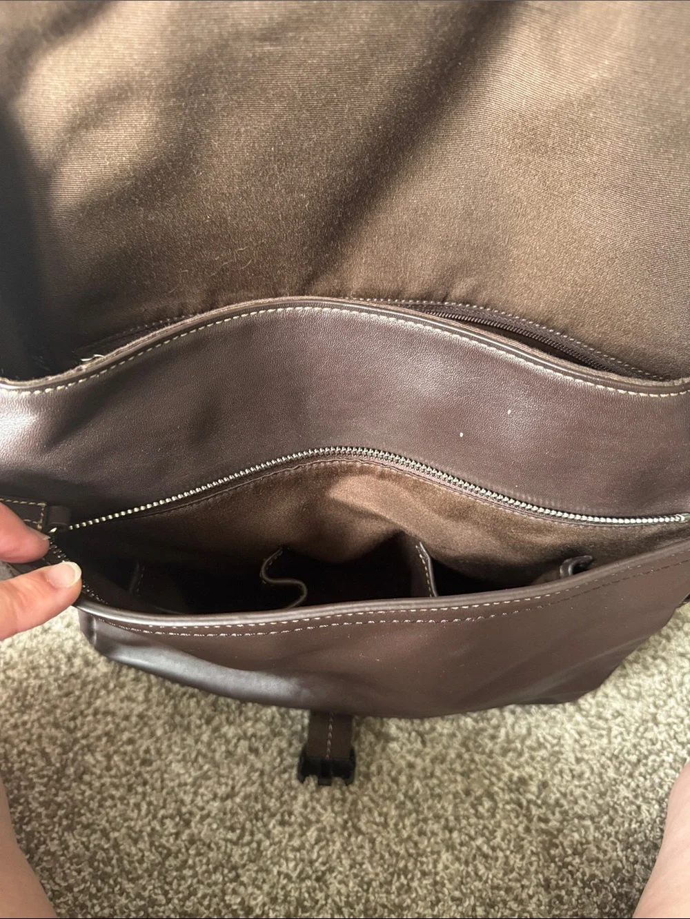 Coach Dark Brown Leather Messenger Bag with Adjustable Strap
